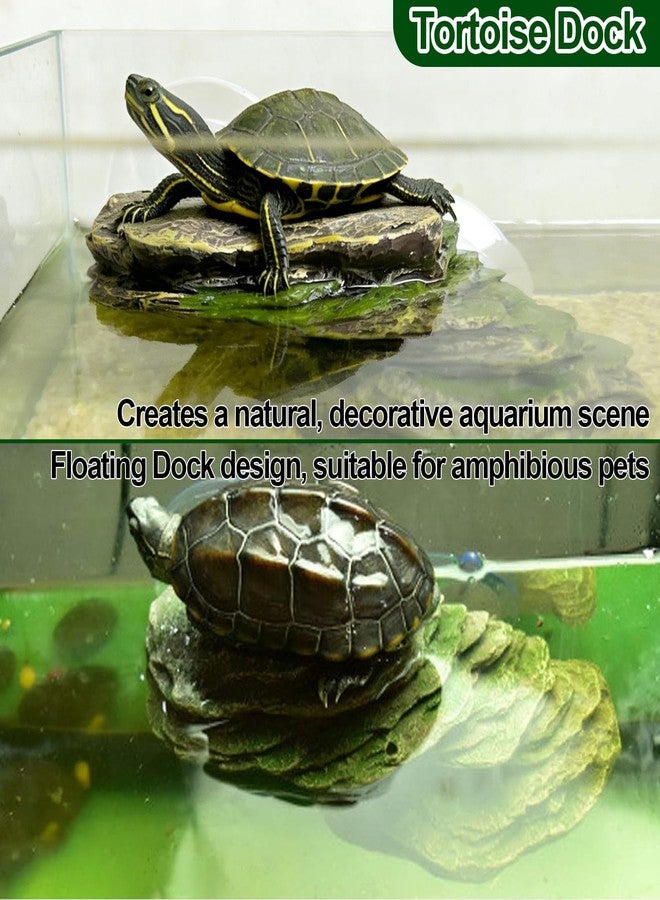 كاثسون منصة تشمس السلاحف من كاثسون، منحدر تسلق السلاحف من الصخر الزيتي مع أكواب شفط، ملحقات أحواض السلاحف المائية للسلاحف المائية والضفادع - Image 3